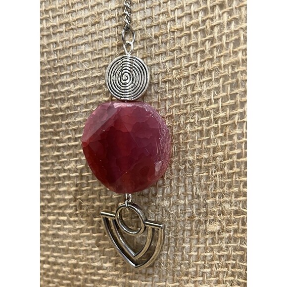 Artisan Crafted Pink Agate Egyptian Revival Lariat Chocker Necklace Art Deco - Picture 4 of 7